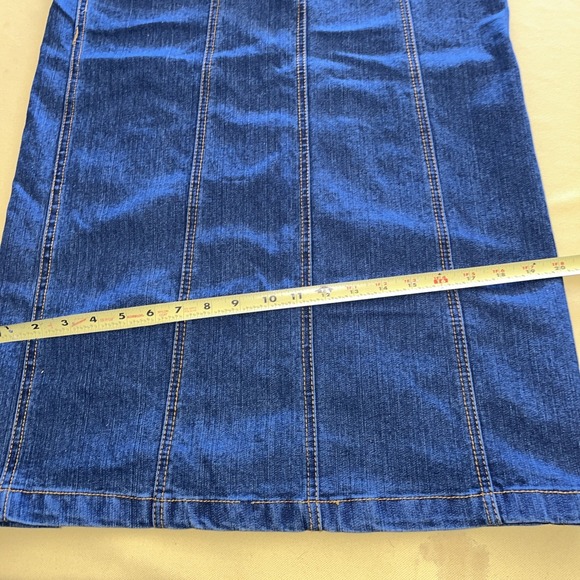 vtg no fuze denim skirt 10/12 pocket 1990's blue mid length - Picture 10 of 14